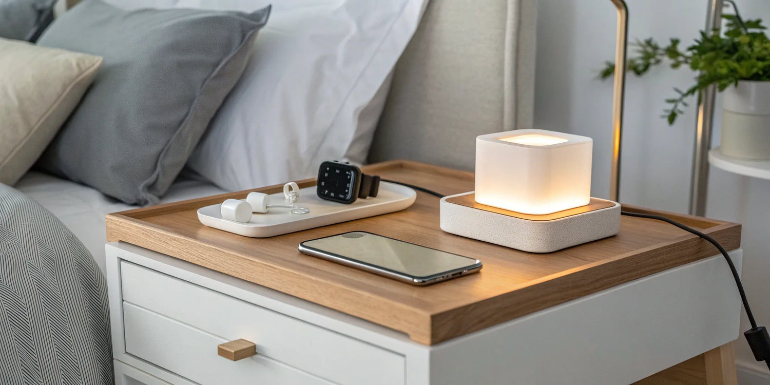 Apple charging station powers iPhone, AirPods, and Apple Watch.