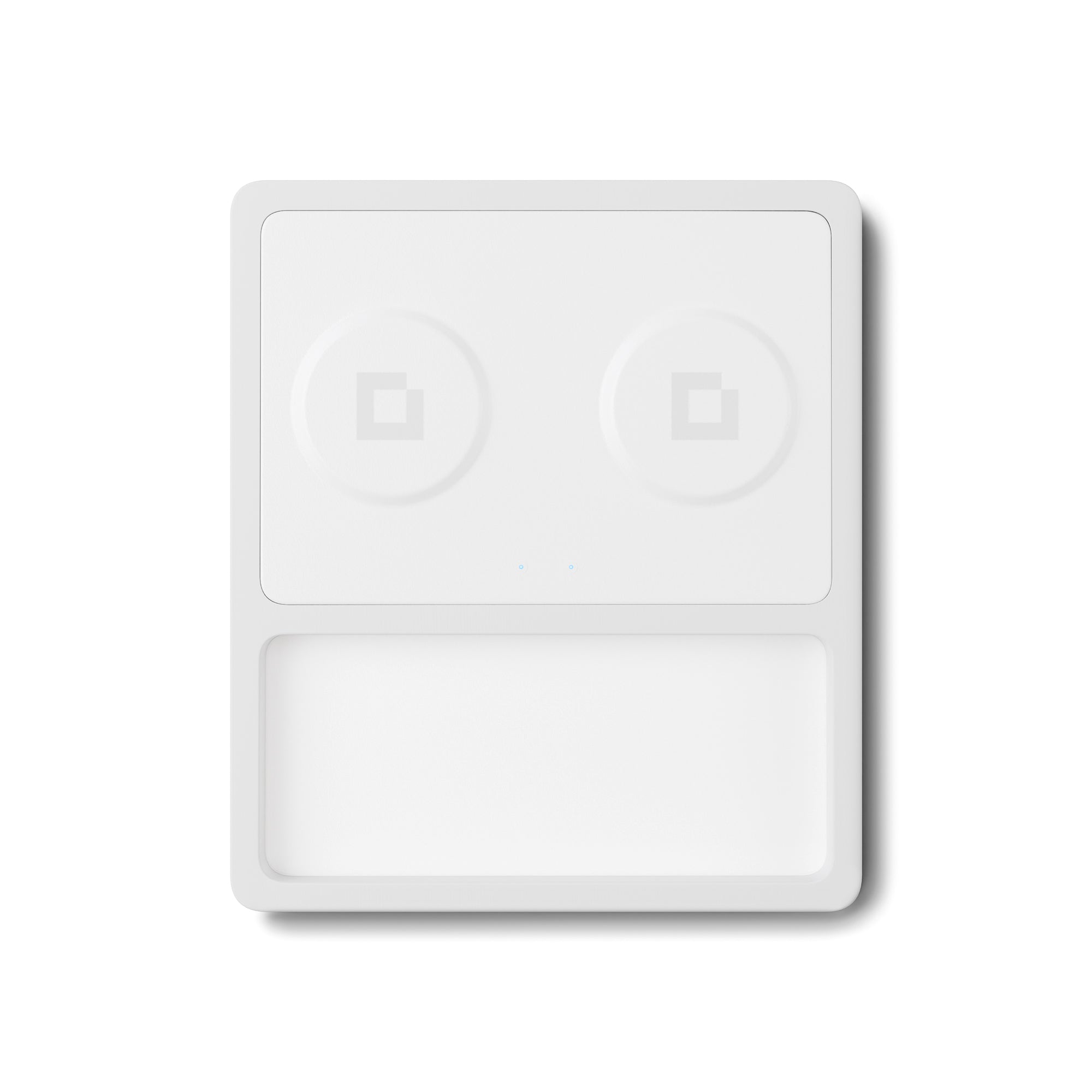 DUO TRAY White - 2-in-1 MagSafe Rustic White Wireless Charger with USB-C and A Ports Support top view without devices