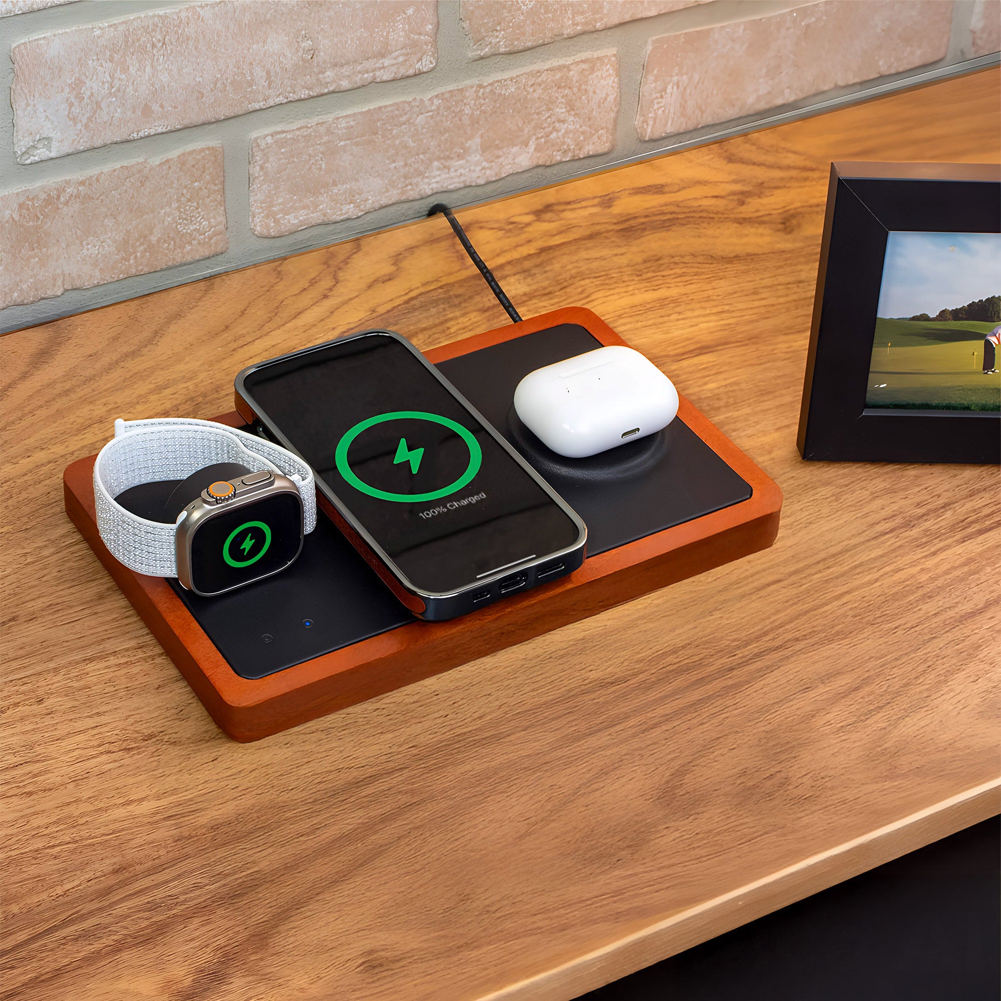TRIO Black - 3-in-1 MagSafe Oak Wireless Charger with Apple Watch Charging