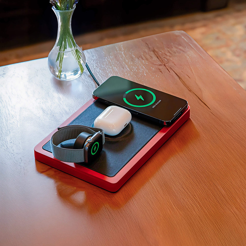 TRIO Black - 3-in-1 MagSafe Oak Wireless Charger with Apple Watch Charging