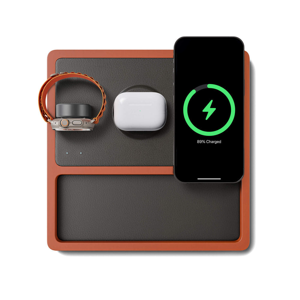 TRIO TRAY Black - 3-in-1 MagSafe Oak Wireless Charger with Apple Watch Charging