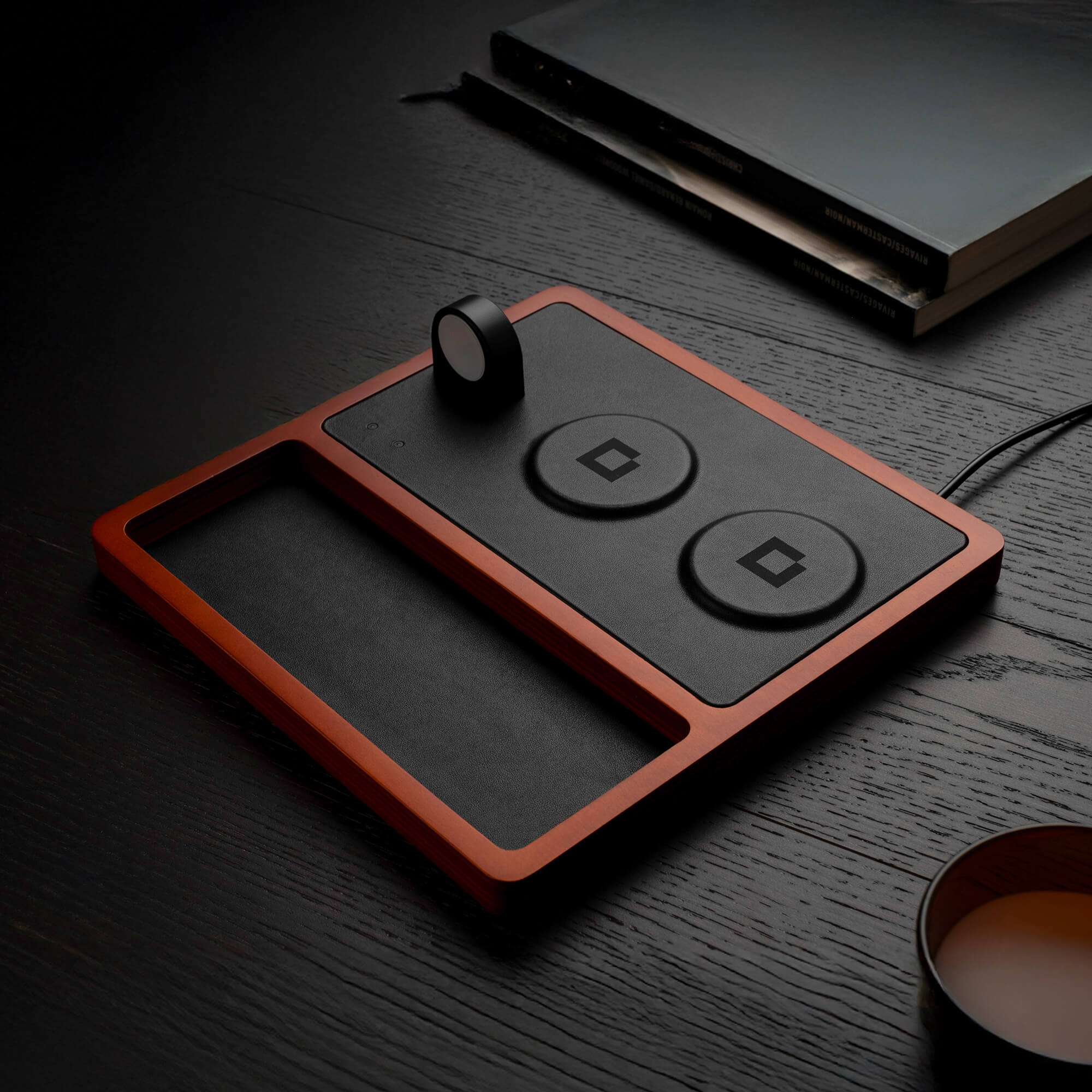 TRIO TRAY Black - 3-in-1 MagSafe Oak Wireless Charger with Apple Watch Charging