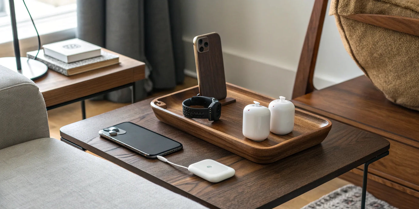 A 3-in-1 wireless charging station for an iPhone, Apple Watch, and AirPods.