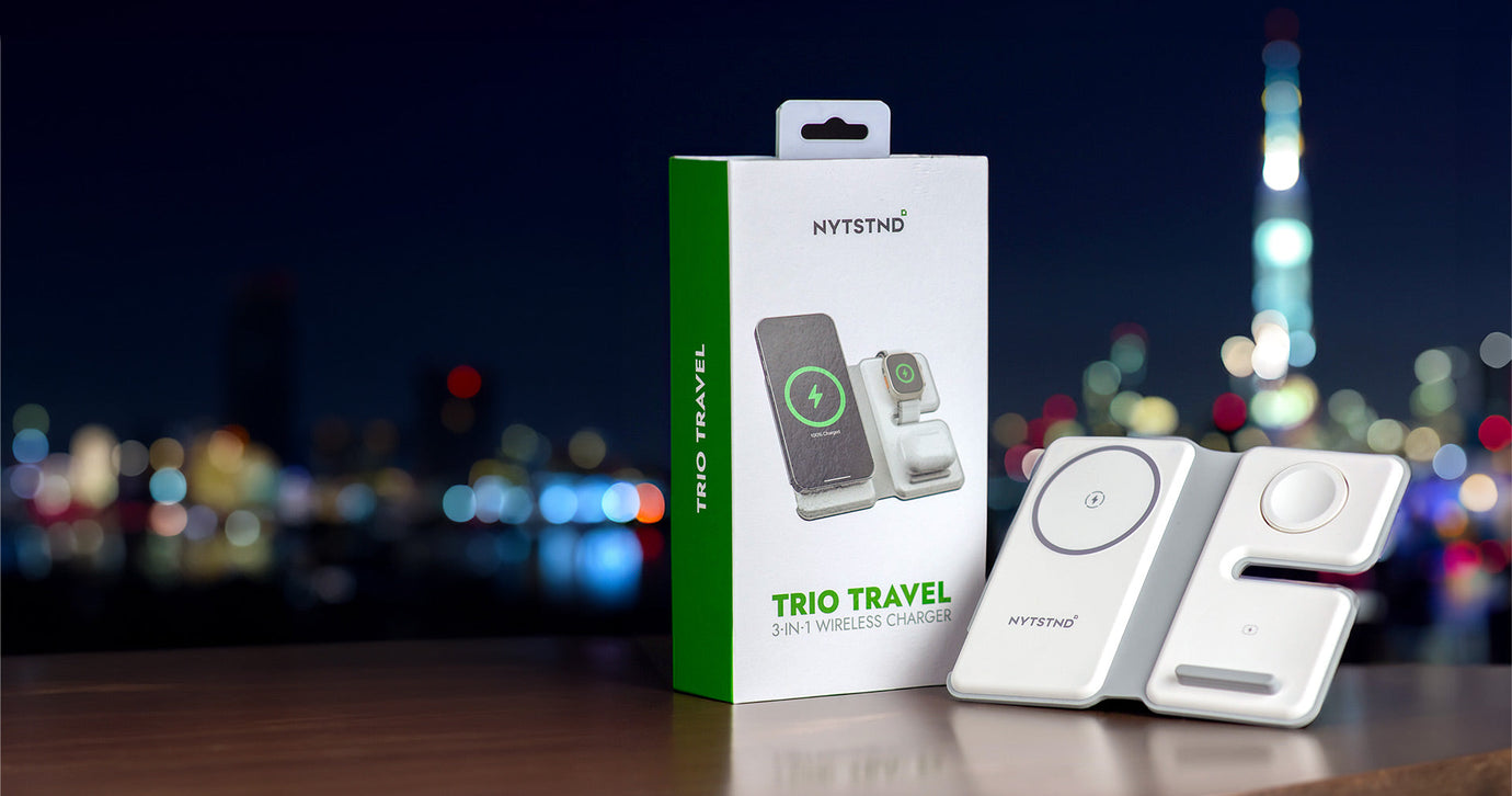 2-in-1 MagSafe charger powers a smartphone and earbuds.