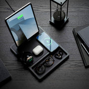 best charging station for multiple apple devices on a wood nightstand