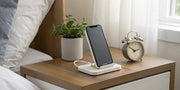 iPhone on MagSafe charging stand.