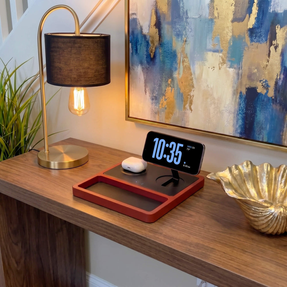 DUO TRAY - Qi2 Magnetic Wireless Charging Dock - Black/Oak