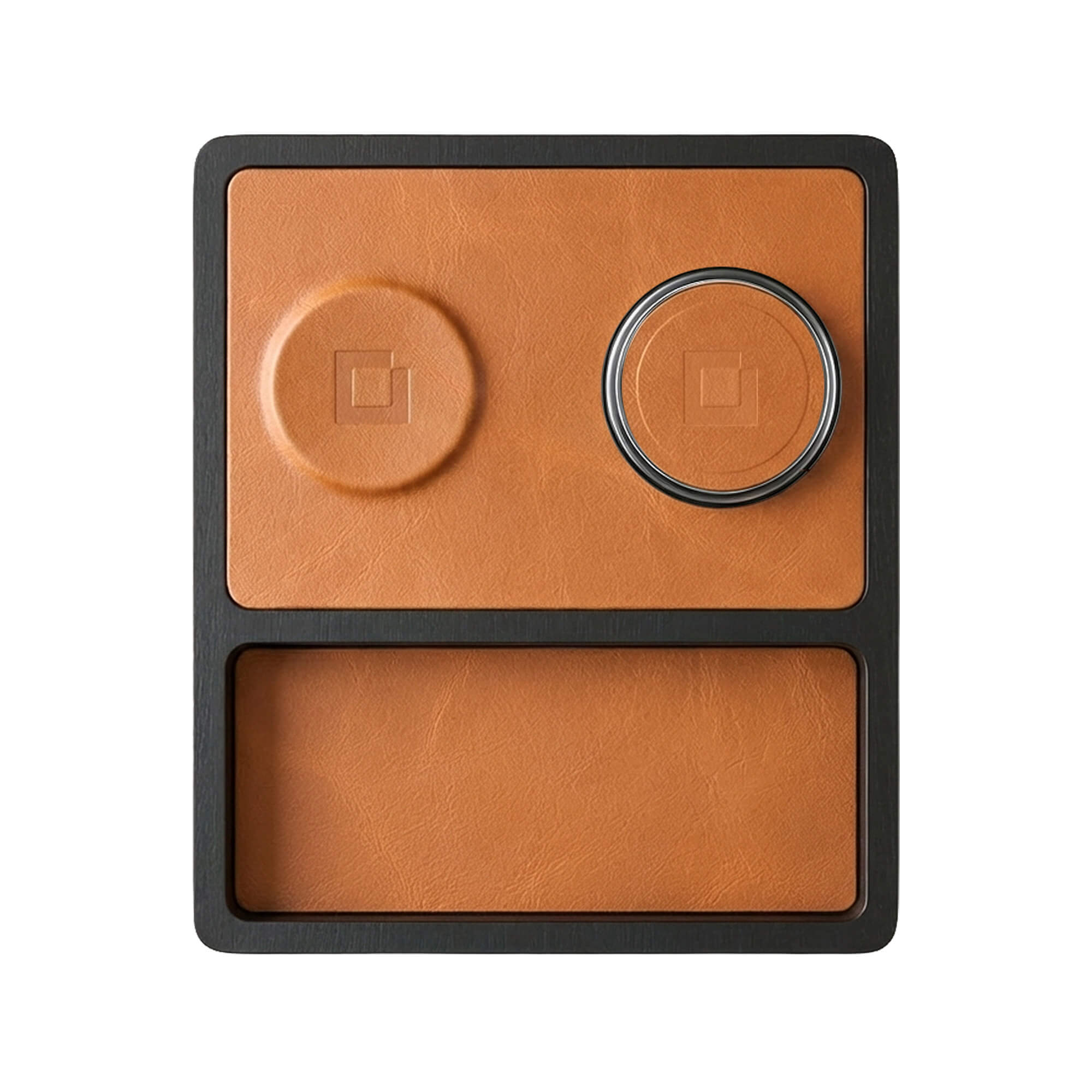 DUO TRAY - Qi2 Magnetic Wireless Charging Dock - Saddle/Black