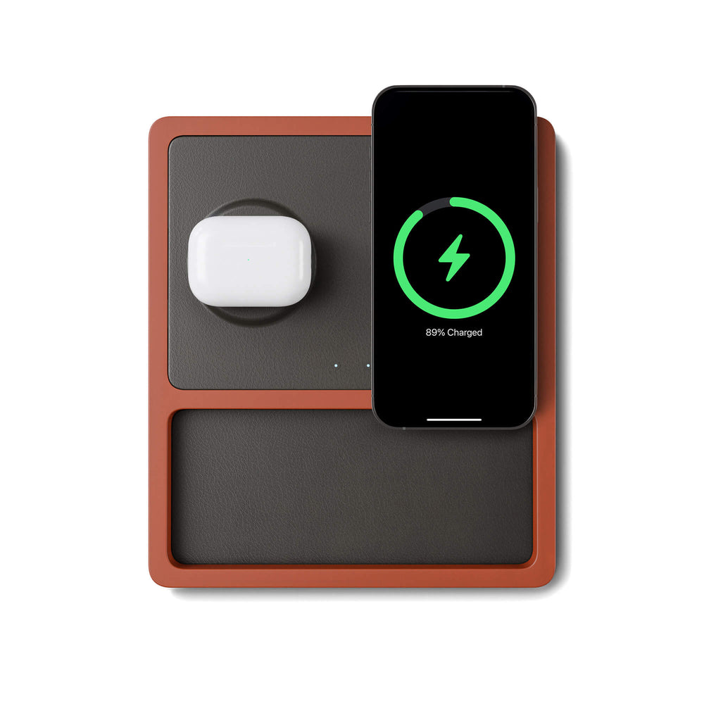 DUO TRAY Black - 2-in-1 MagSafe Oak Wireless Charger with USB-C and A Ports Support