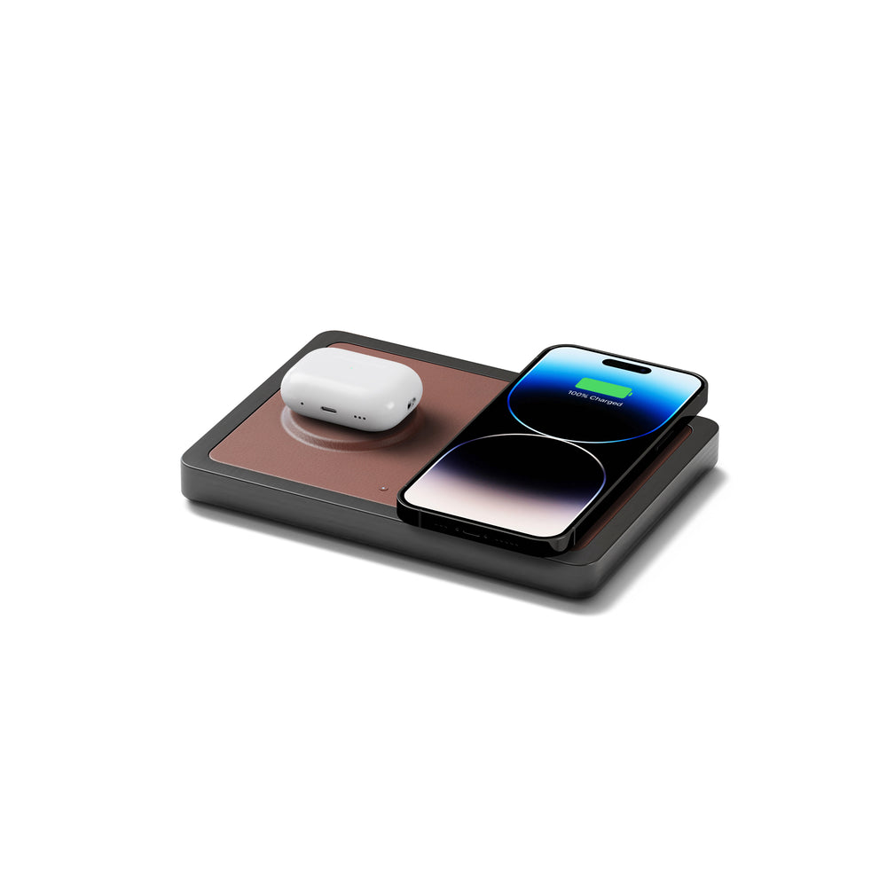 DUO Saddle - 2-in-1 MagSafe Saddle Midnight Black Wireless Charger with USB-C and A Ports Support