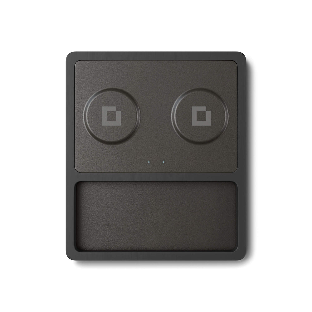 DUO TRAY Black - 2-in-1 MagSafe Midnight Black Wireless Charger with USB-C and A Ports Support top view without devices