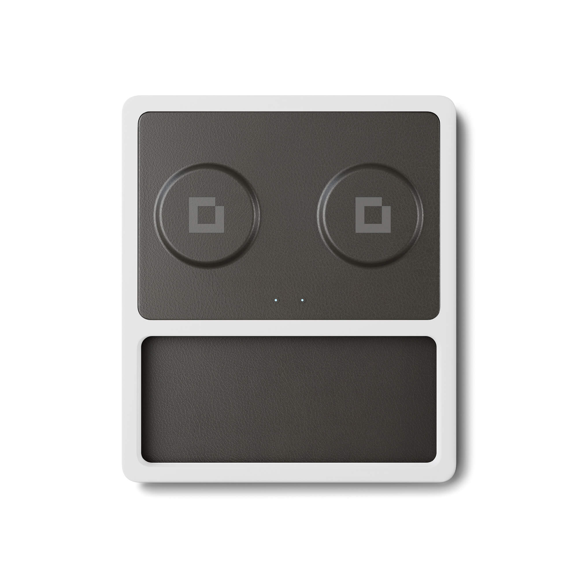 DUO TRAY Black - 2-in-1 MagSafe Rustic White Wireless Charger with USB-C and A Ports Support top view without devices 