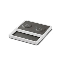 DUO TRAY Black - 2-in-1 MagSafe Rustic White Wireless Charger with USB-C and A Ports Support angle view without devices