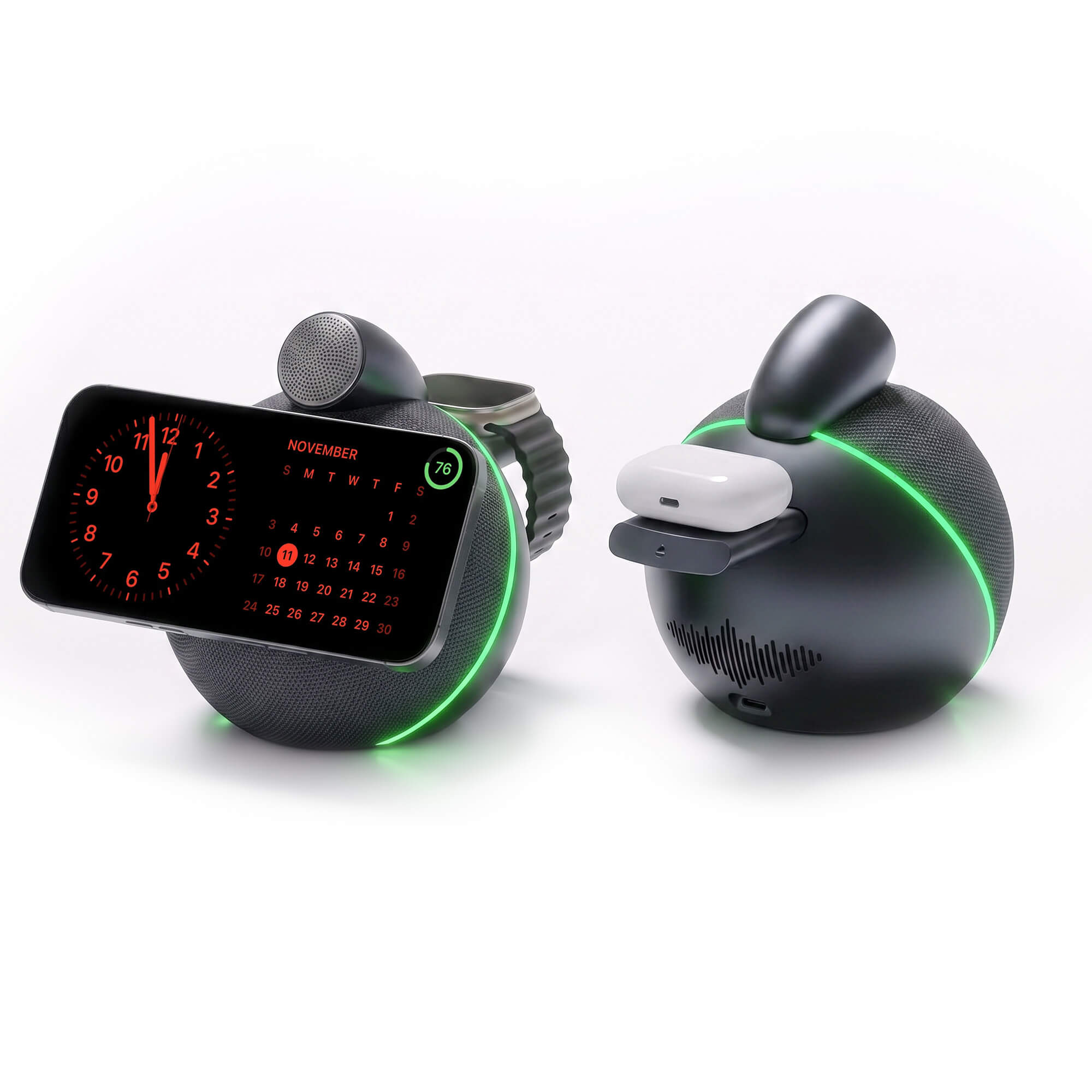 ORB Audio Qi2.2 Wireless Charger with Bluetooth Speaker - Dark Grey