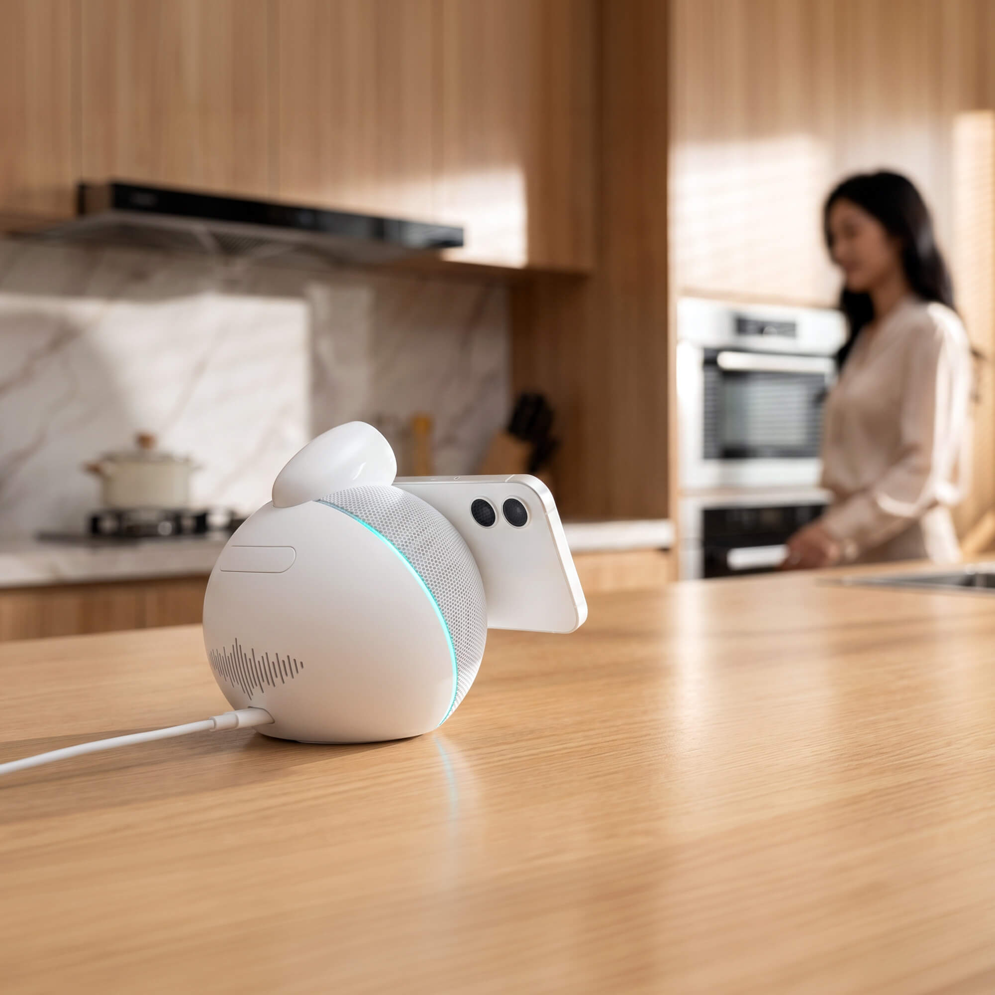 ORB Audio Qi2.2 Wireless Charger with Bluetooth Speaker - White