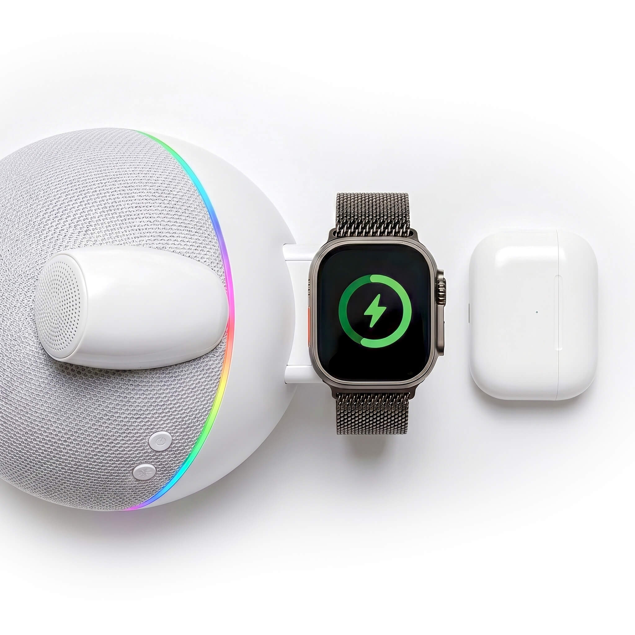 ORB Audio Qi2.2 Wireless Charger with Bluetooth Speaker - White