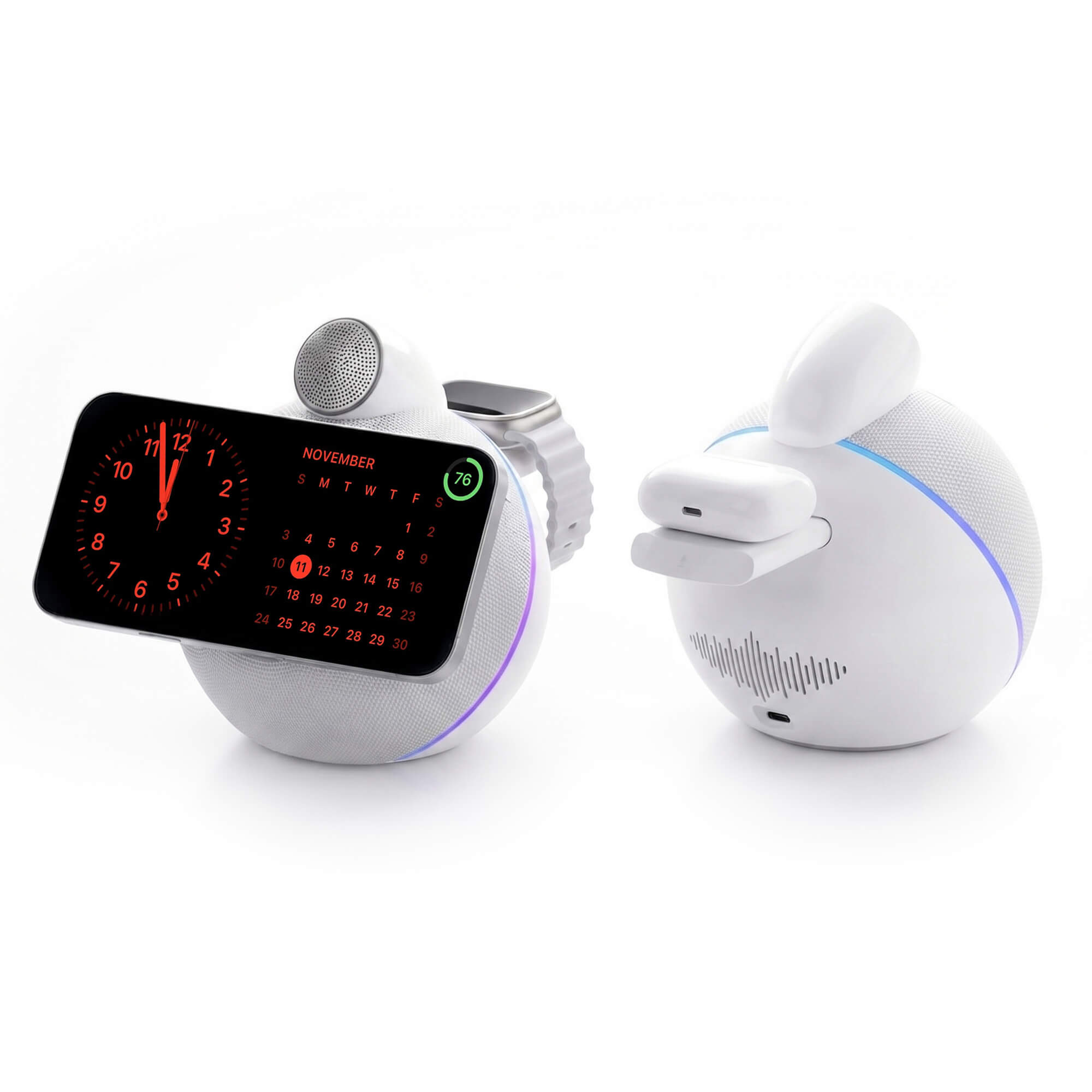 ORB Audio Qi2.2 Wireless Charger with Bluetooth Speaker - White