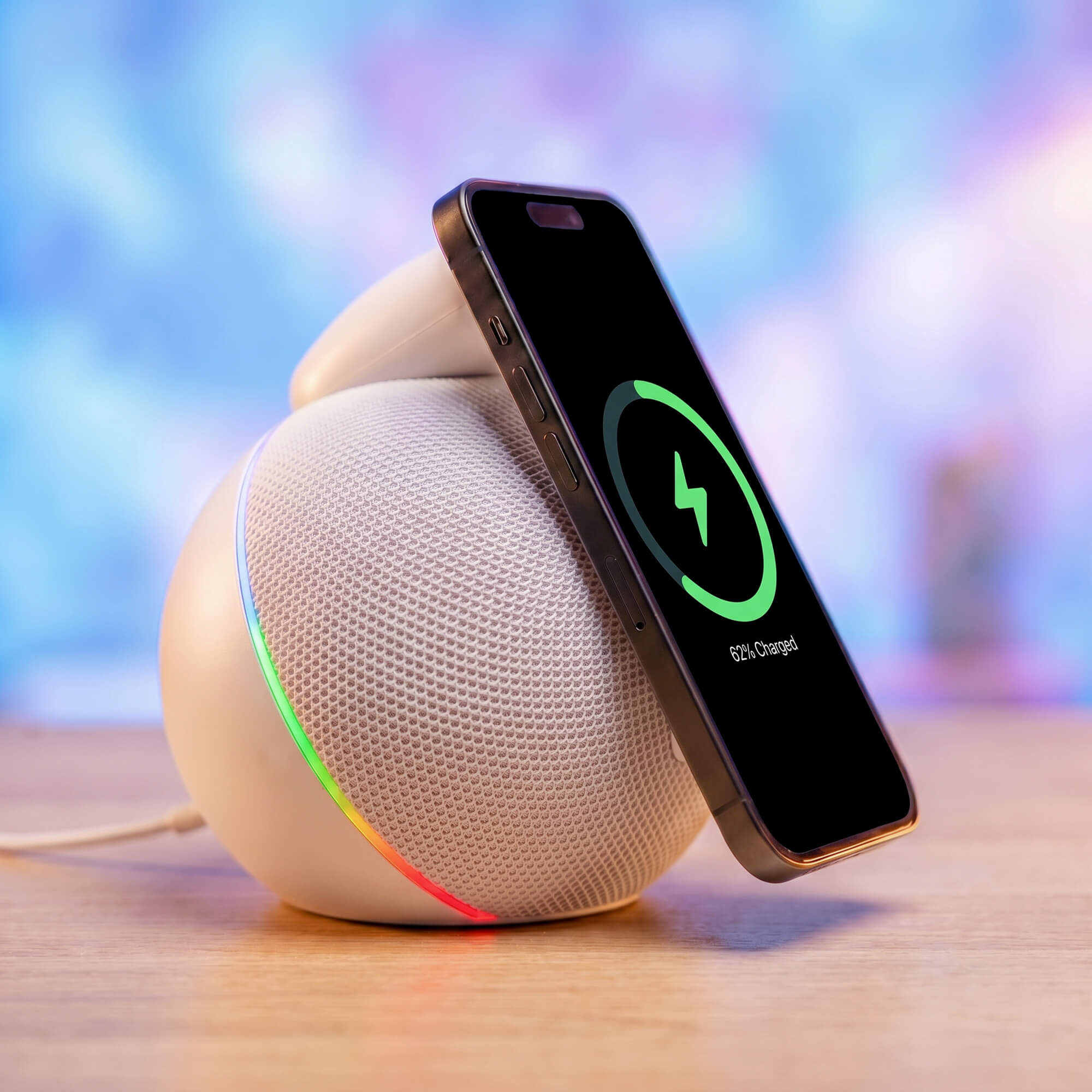 ORB Audio Qi2.2 Wireless Charger with Bluetooth Speaker - White
