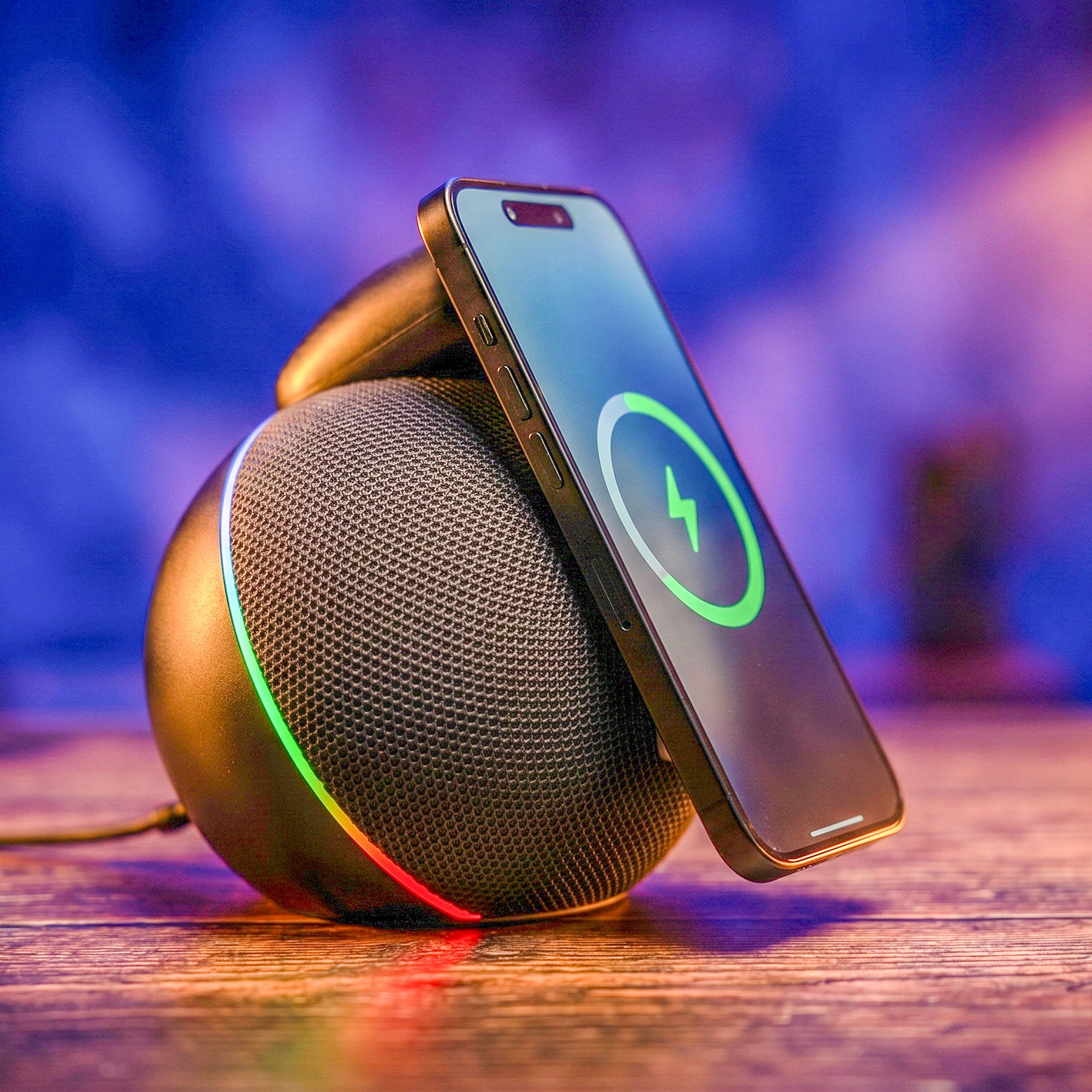 ORB Audio Qi2.2 Wireless Charger with Bluetooth Speaker - Dark Grey