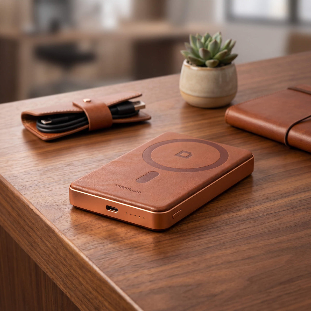 Magnetic Power Bank Qi2.2 - 25W Fast Charging, Semi-Solid - 10,000mAh - Saddle
