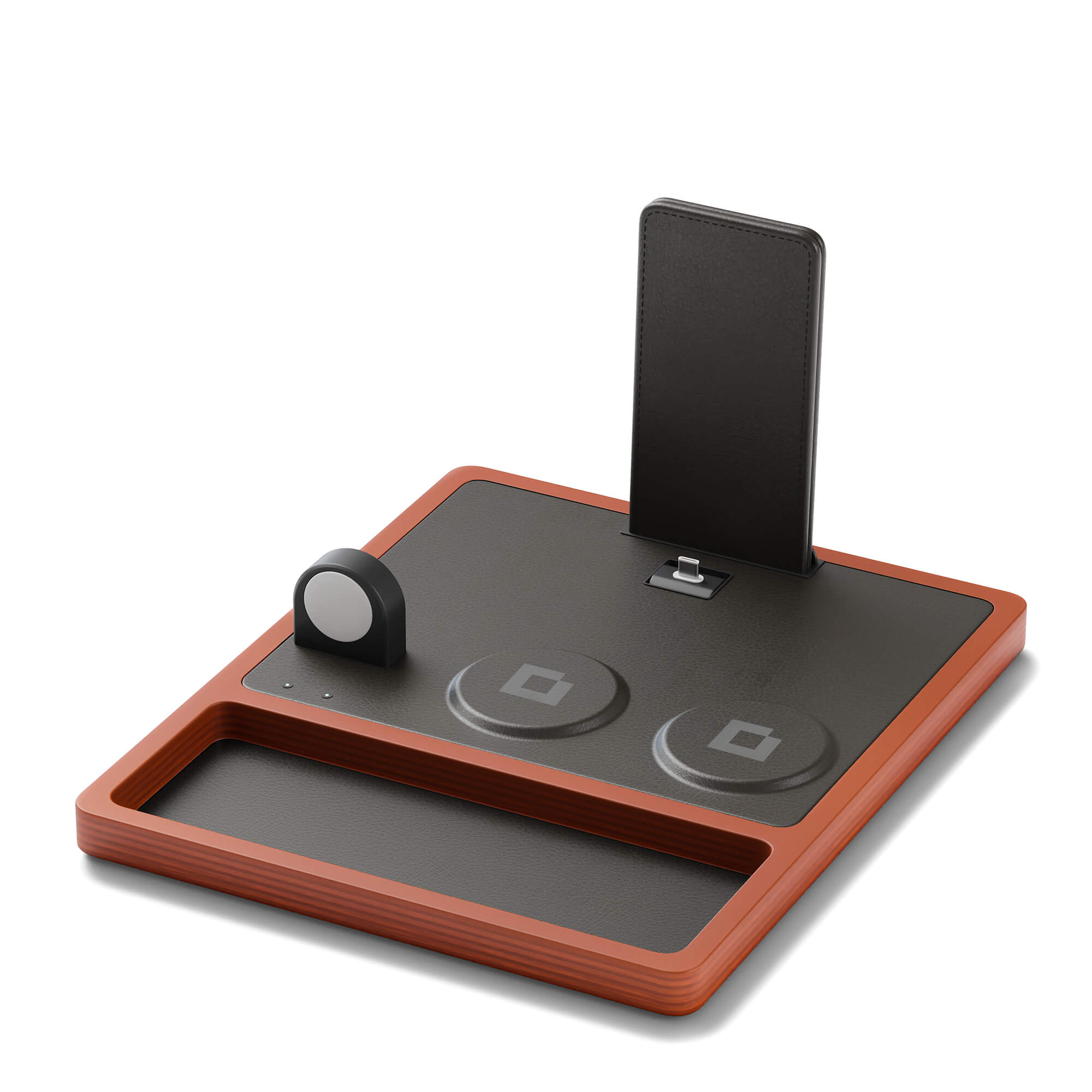 QUAD TRAY Black - 4-in-1 MagSafe Oak Wireless Charger with iPad Stand Support