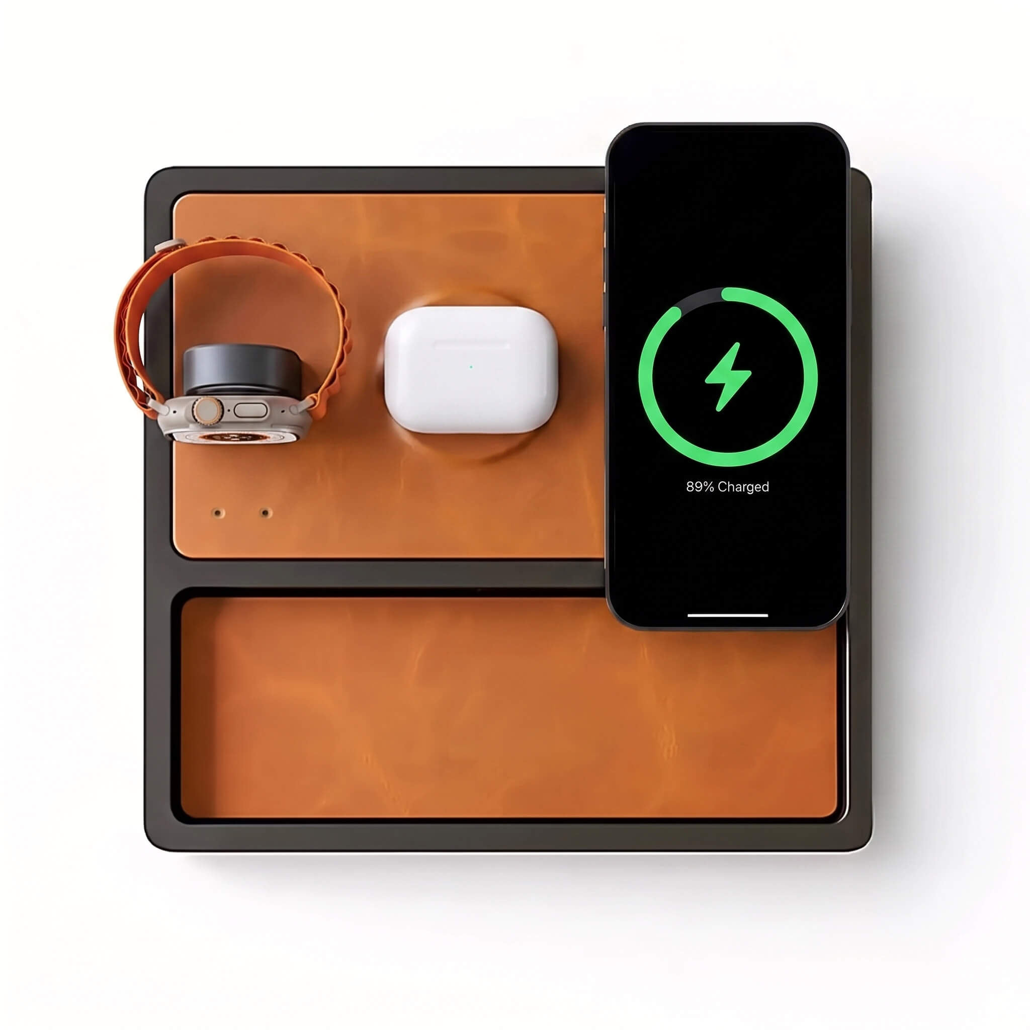 TRIO Qi2 - Saddle/Brown - 3-in-1 MagSafe Wireless Charger | NYTSTND