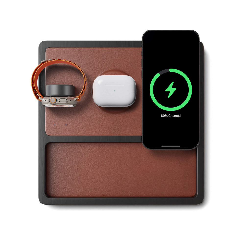 TRIO TRAY Saddle - 3-in-1 MagSafe Midnight Black Wireless Charger with Apple Watch Support