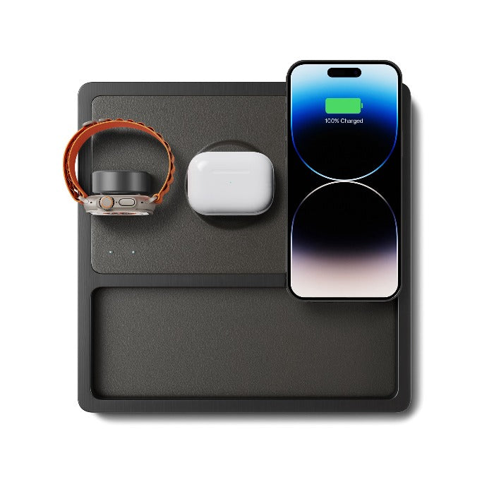 TRIO TRAY Black - 3-in-1 MagSafe Midnight Black Wireless Charger with
