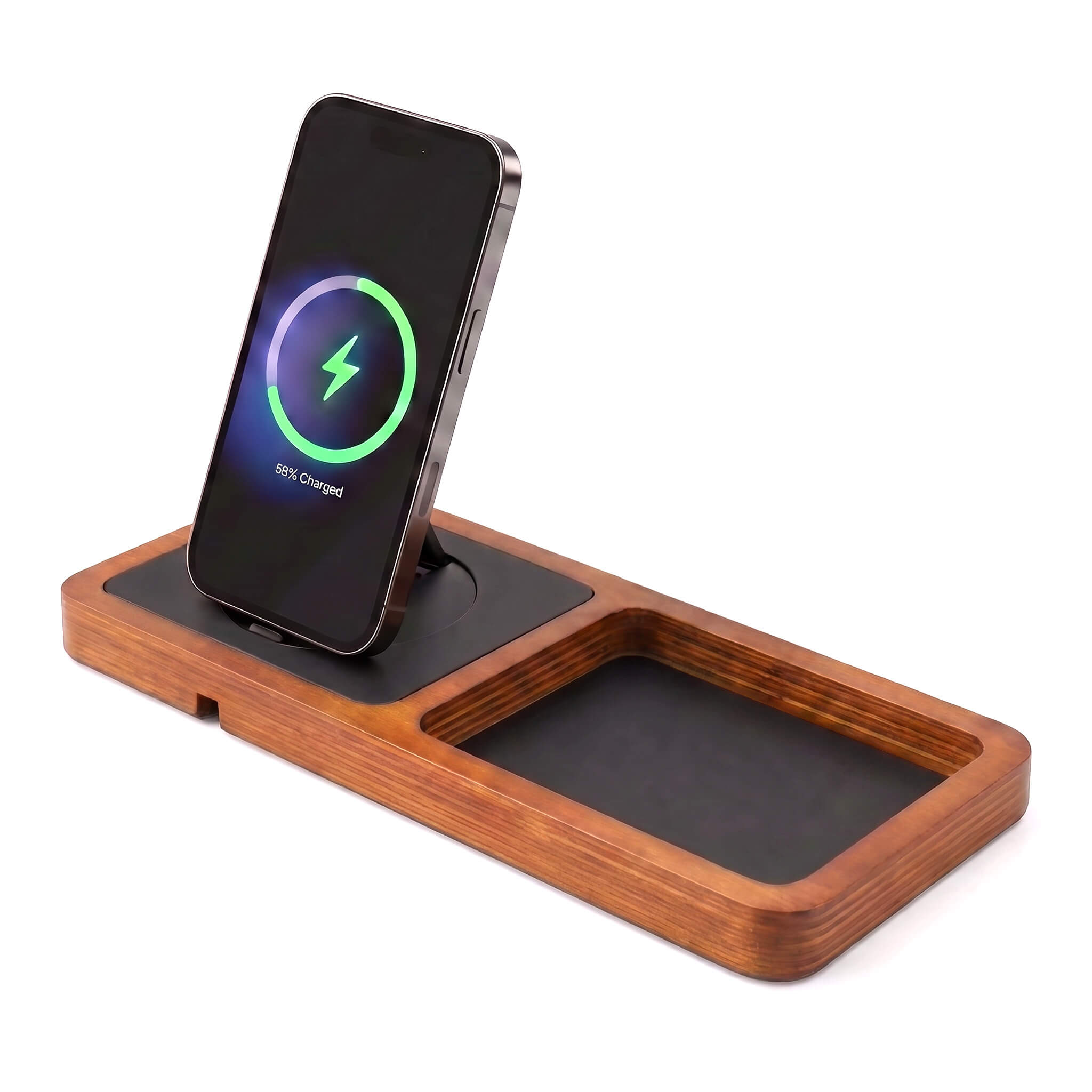 UNO TRAY - Qi2.2 Magnetic Wireless Charging Dock - Black Oak