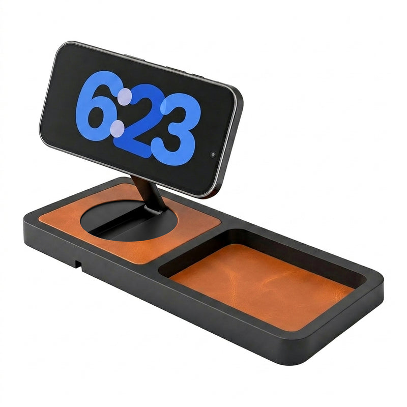 UNO TRAY - Qi2.2 Magnetic Wireless Charging Dock - Saddle Black