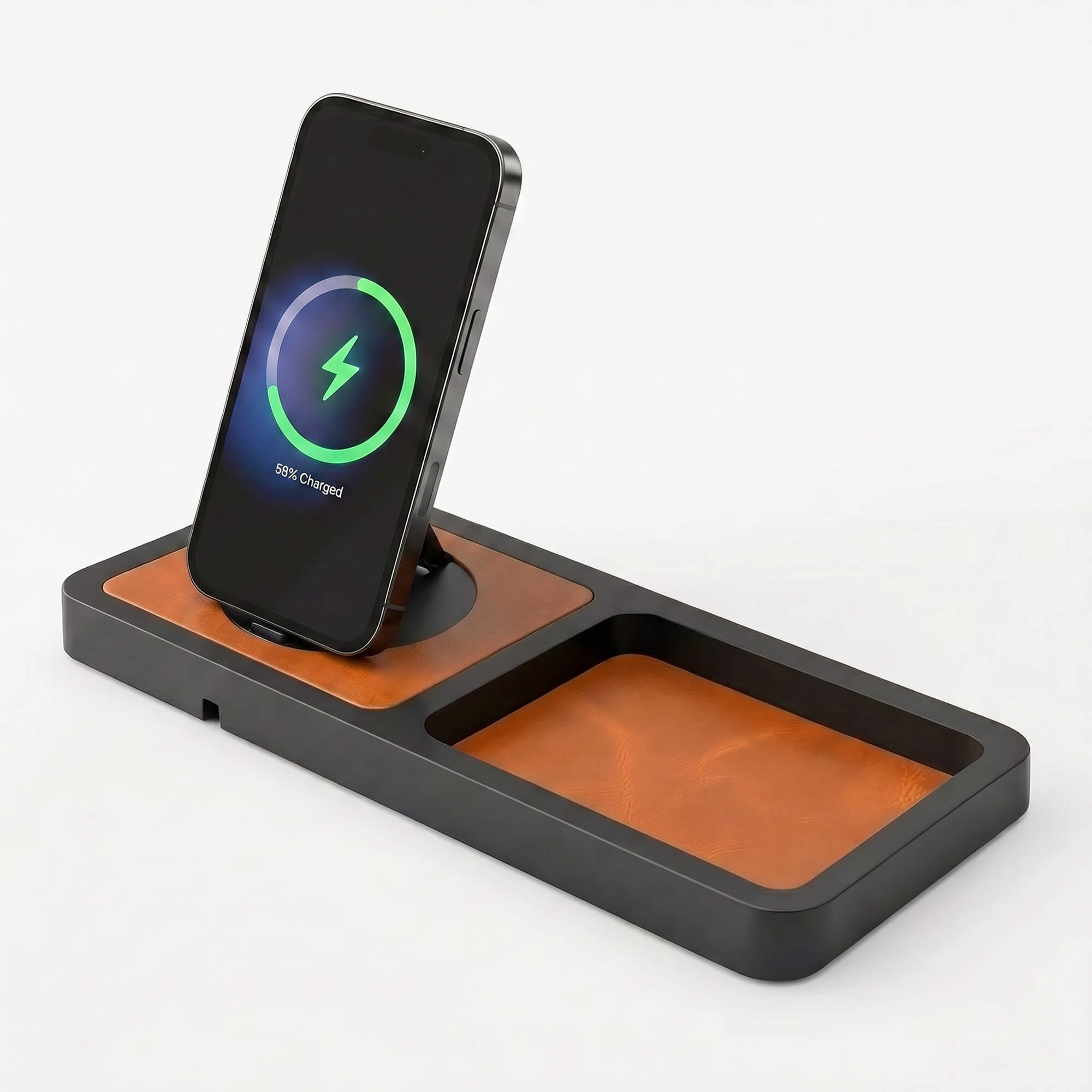 UNO TRAY - Qi2.2 Magnetic Wireless Charging Dock - Saddle Black