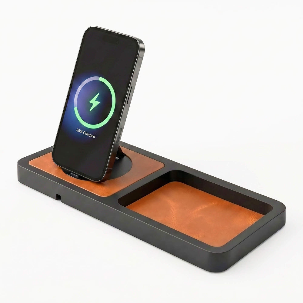 UNO TRAY - Qi2.2 Magnetic Wireless Charging Dock - Saddle Black