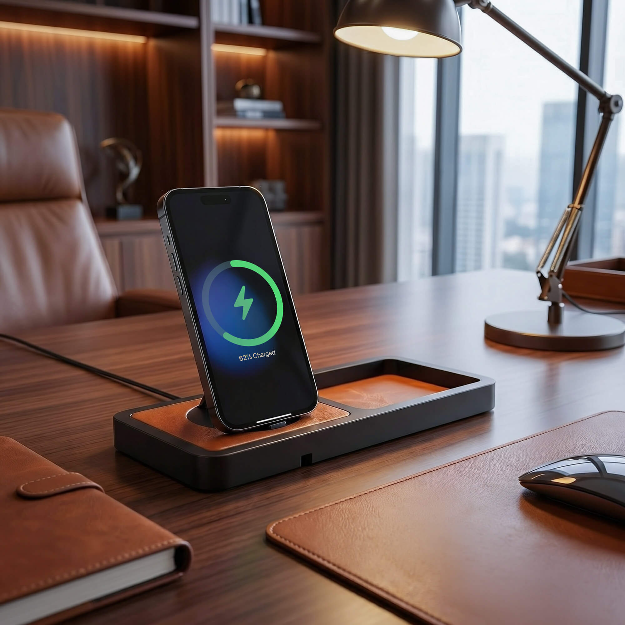 UNO TRAY - Qi2.2 Magnetic Wireless Charging Dock - Saddle Black