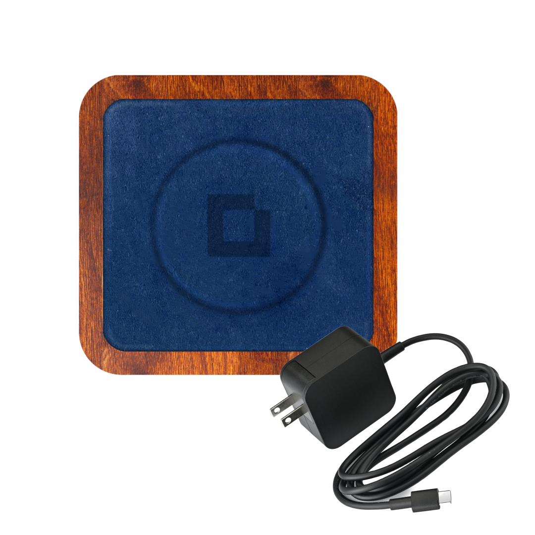 UNO Alcantara Blue - Single-Coil MagSafe Oak Wireless Charger + GIFT Power Adapter