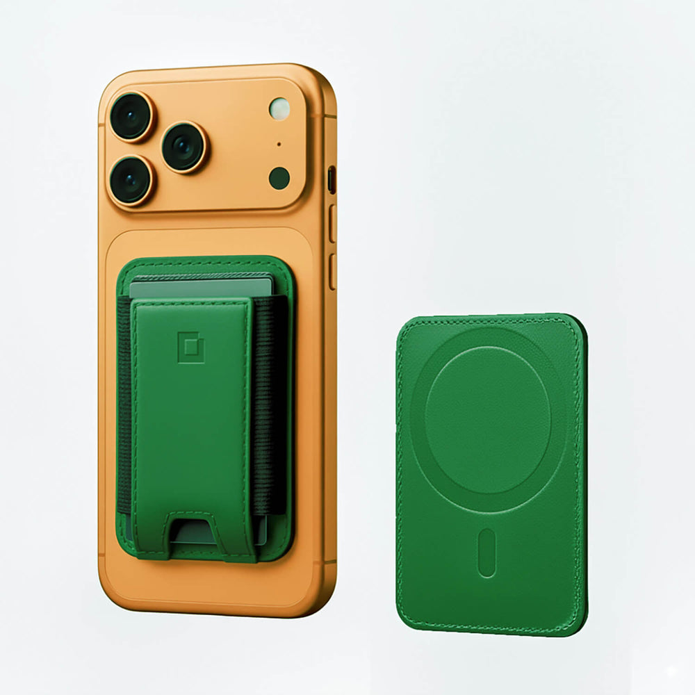 Leather Wallet MagSafe RFID Protection Magnetic Full-Grain Green