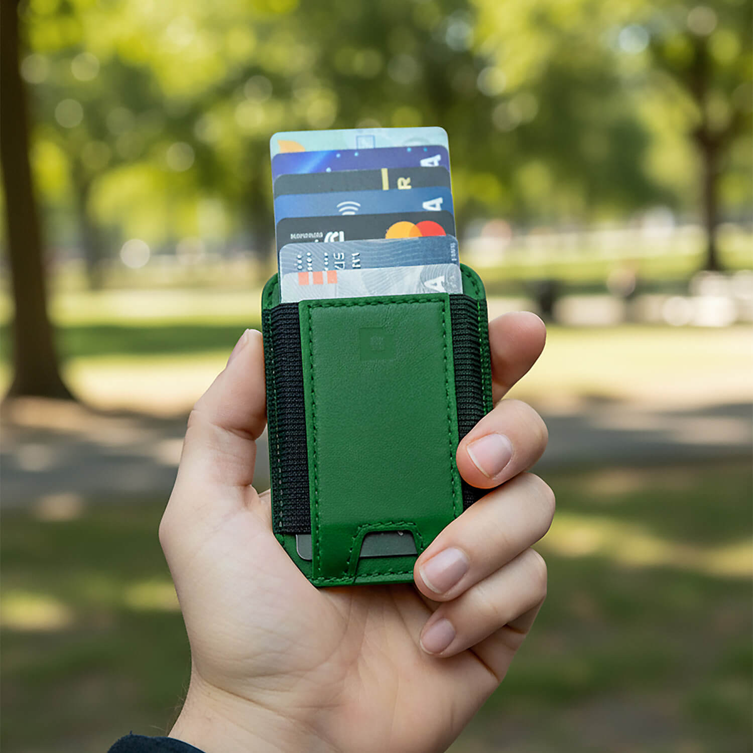 MagSafe Leather Wallet with RFID Protection – Full-Grain Green