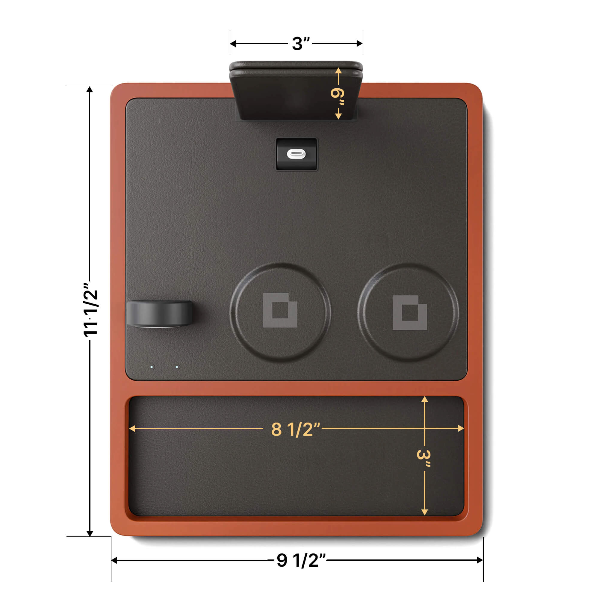 QUAD TRAY Black - 4-in-1 MagSafe Oak Wireless Charger with iPad Stand Support