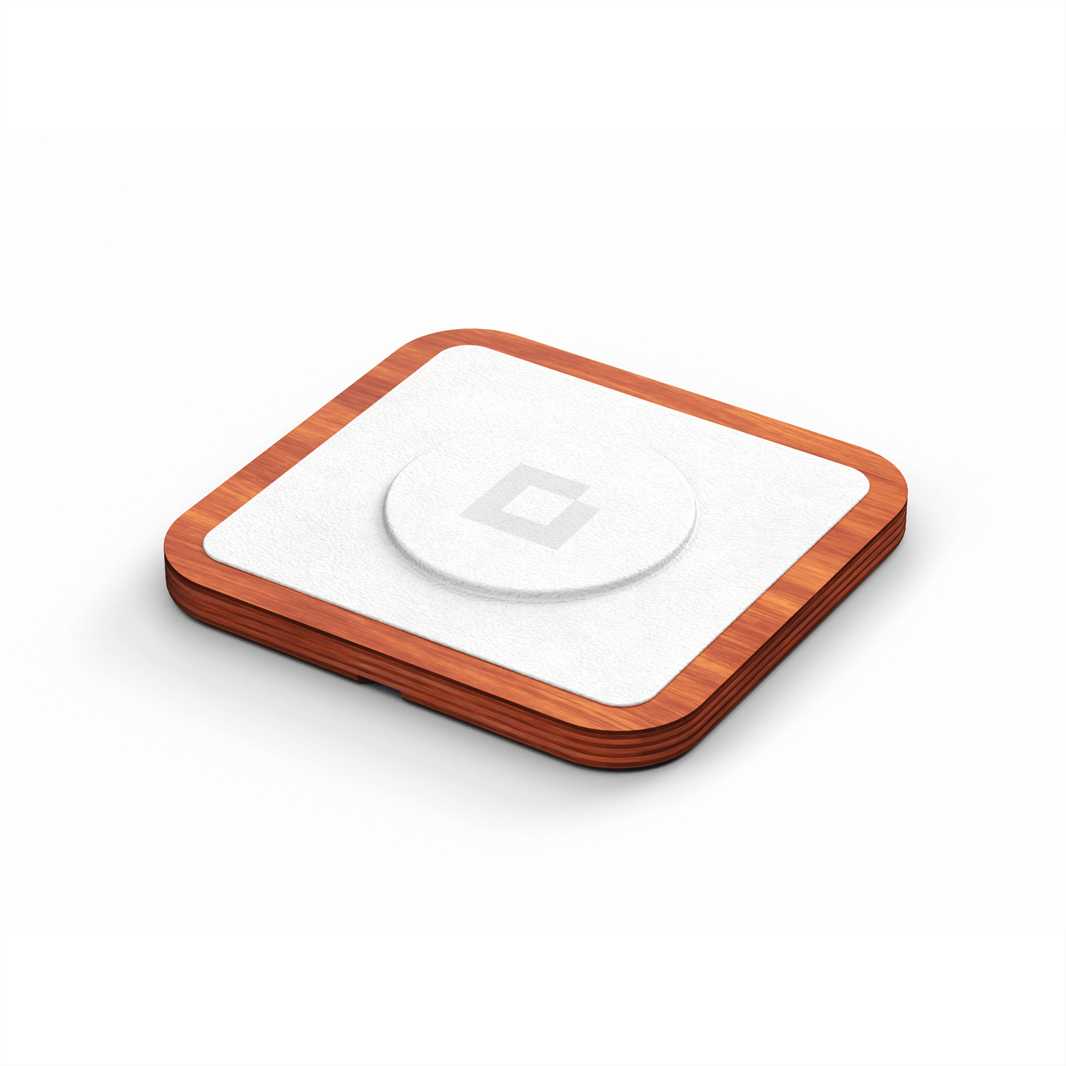 UNO White - Single-Coil MagSafe Oak Wireless Charger angle view without device