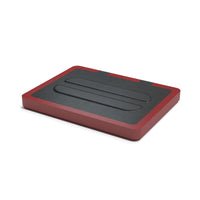 NYTSTND DUO Black top, merlot red base, angle view without devices