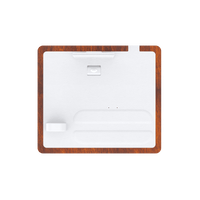 NYTSTND QUAD white leather top, oak wood base, front view without devices